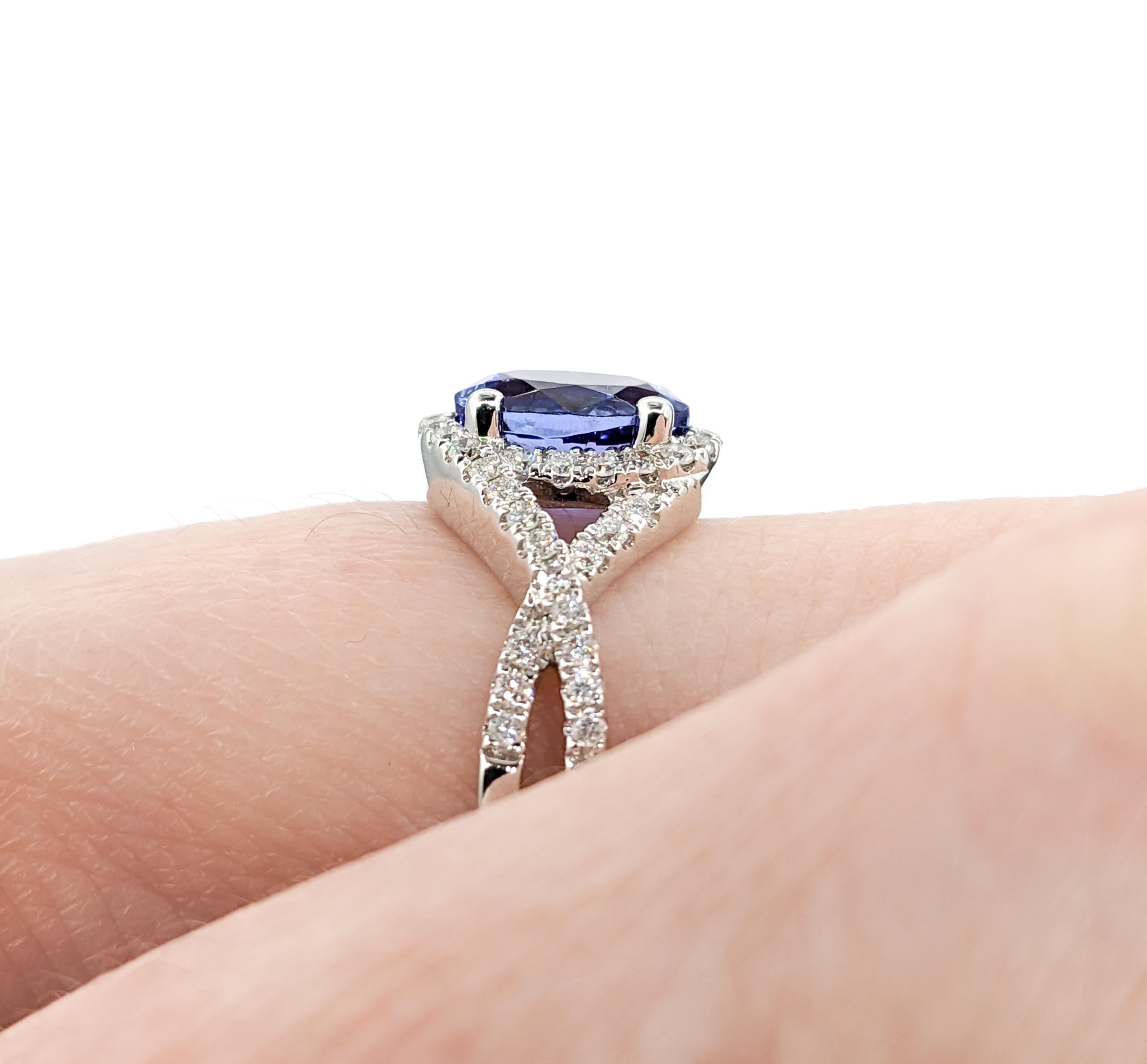 For Sale:  1.42ct Blue Tanzanite & Diamond Ring In White Gold 8