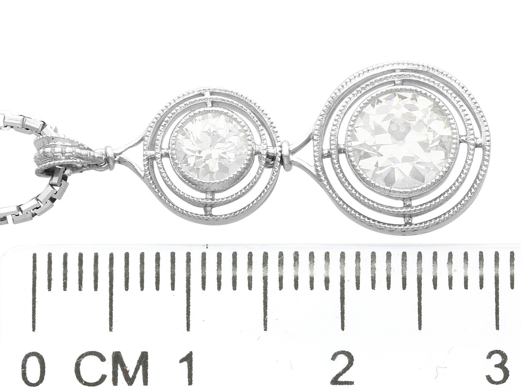 Antique 1.42 Carat Diamond and Platinum Drop Pendant, circa 1930 For Sale 2