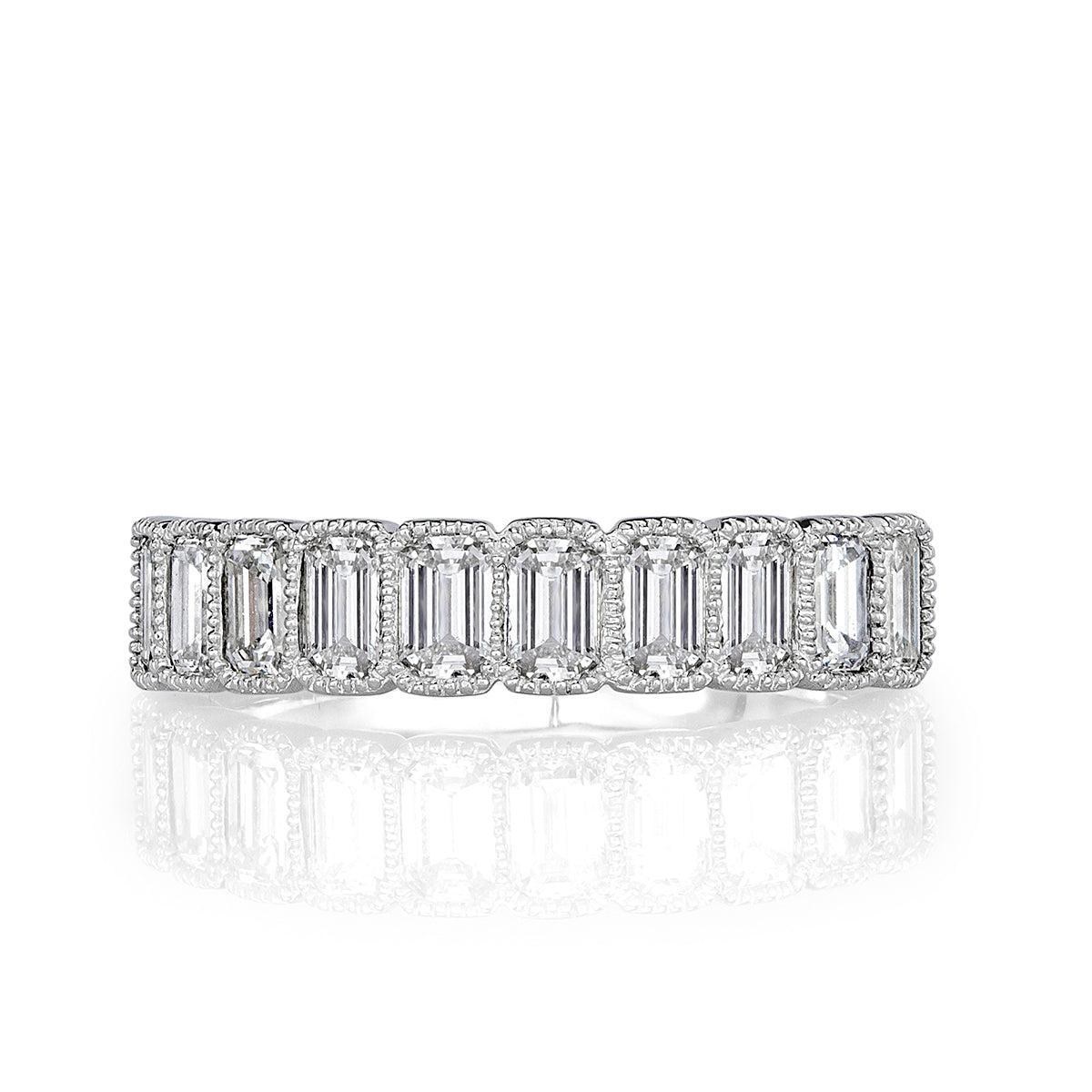 1.42ct Emerald Cut Diamond Wedding Band For Sale