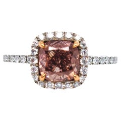 Anello GIA 1,42ct Fancy Brown Pink Cushion SI1