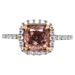 1.42ct Fancy Brown Pink Cushion SI1 GIA Ring