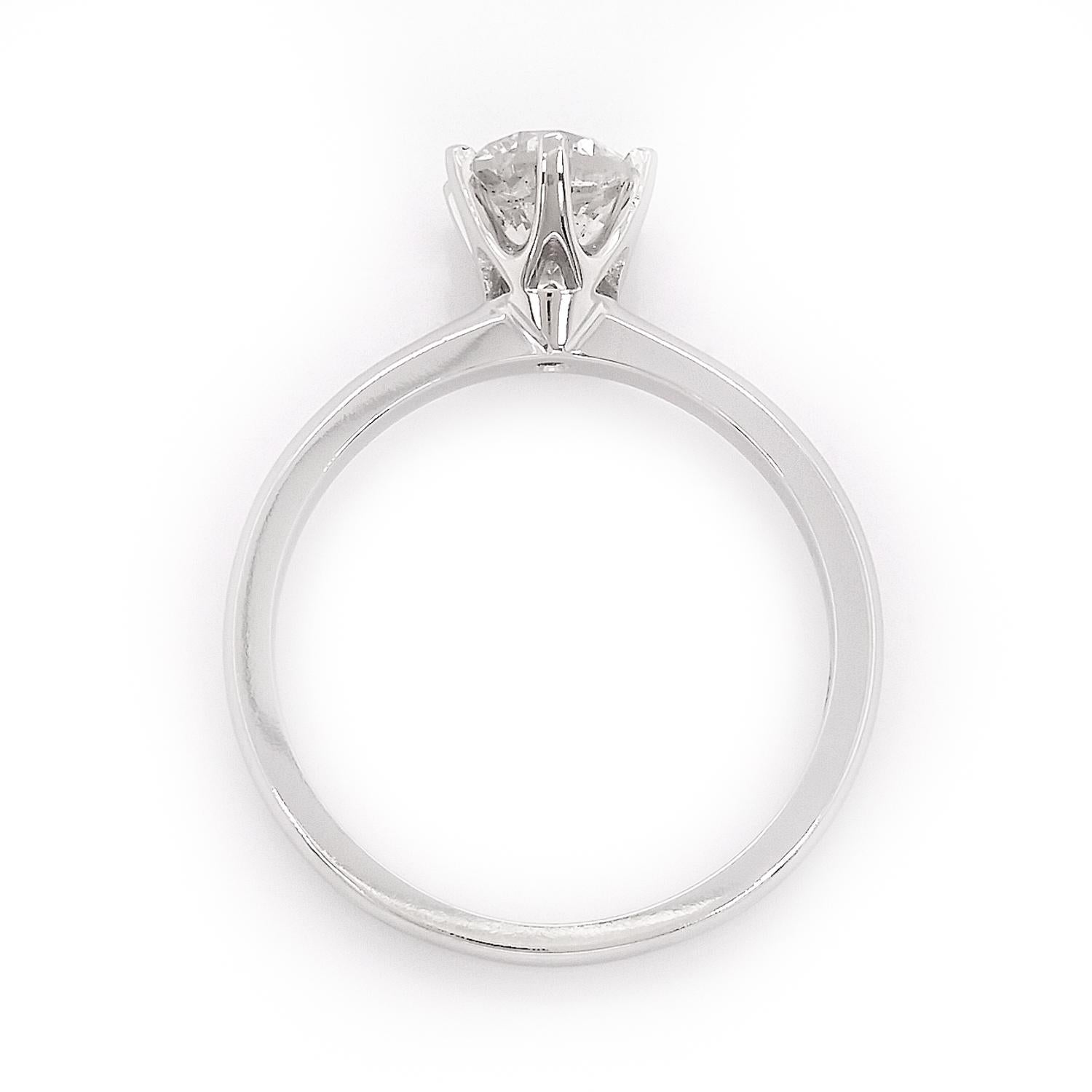 1.42 Carat Round Brilliant Diamond Engagement Ring 14K White Gold For