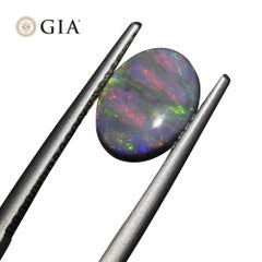 1.42ct Oval Cabochon Black Opal GIA Certified