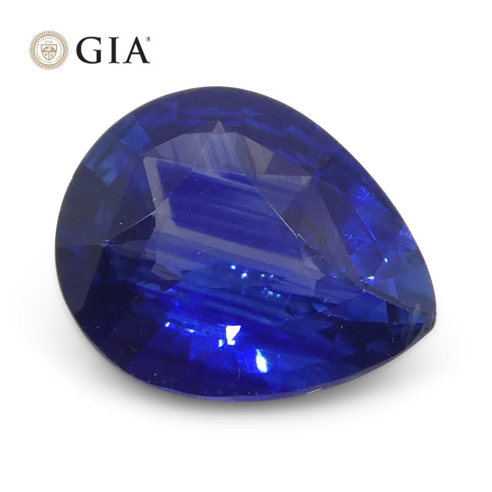 Women's or Men's 1.42ct Pear Blue Sapphire GIA Certified Sri Lanka For Sale