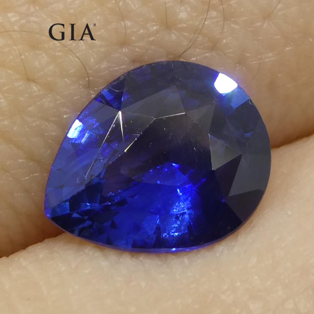 1.42ct Pear Blue Sapphire GIA Certified Sri Lanka   For Sale 1