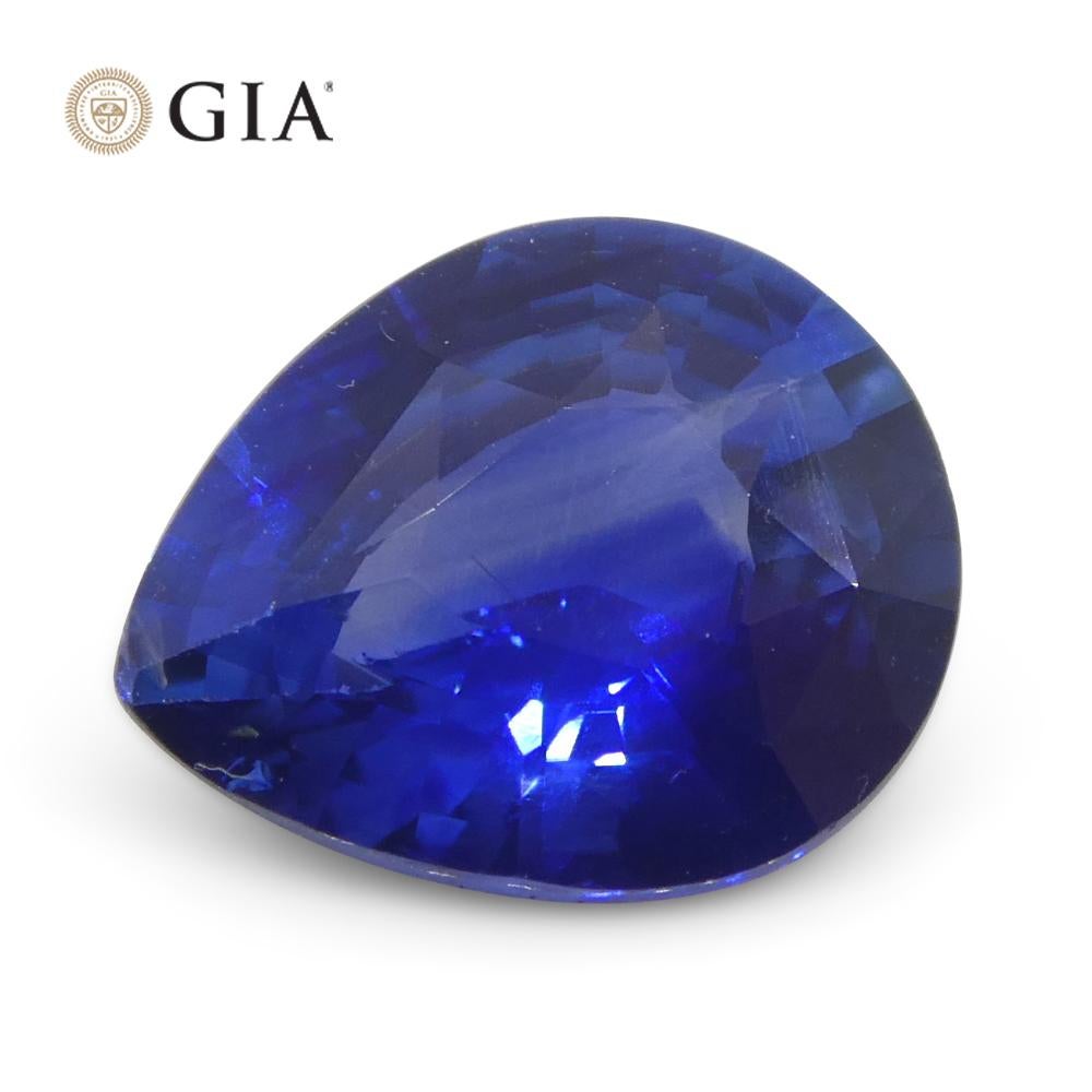 1.42ct Pear Blue Sapphire GIA Certified Sri Lanka For Sale 3