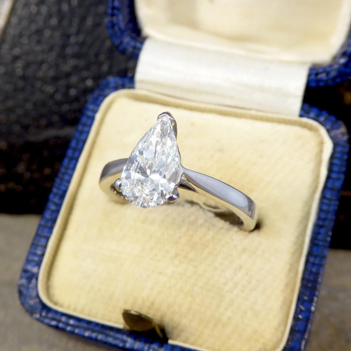 1.42ct Pear Cut Diamond Solitaire Engagement Ring in 18ct White Gold 2