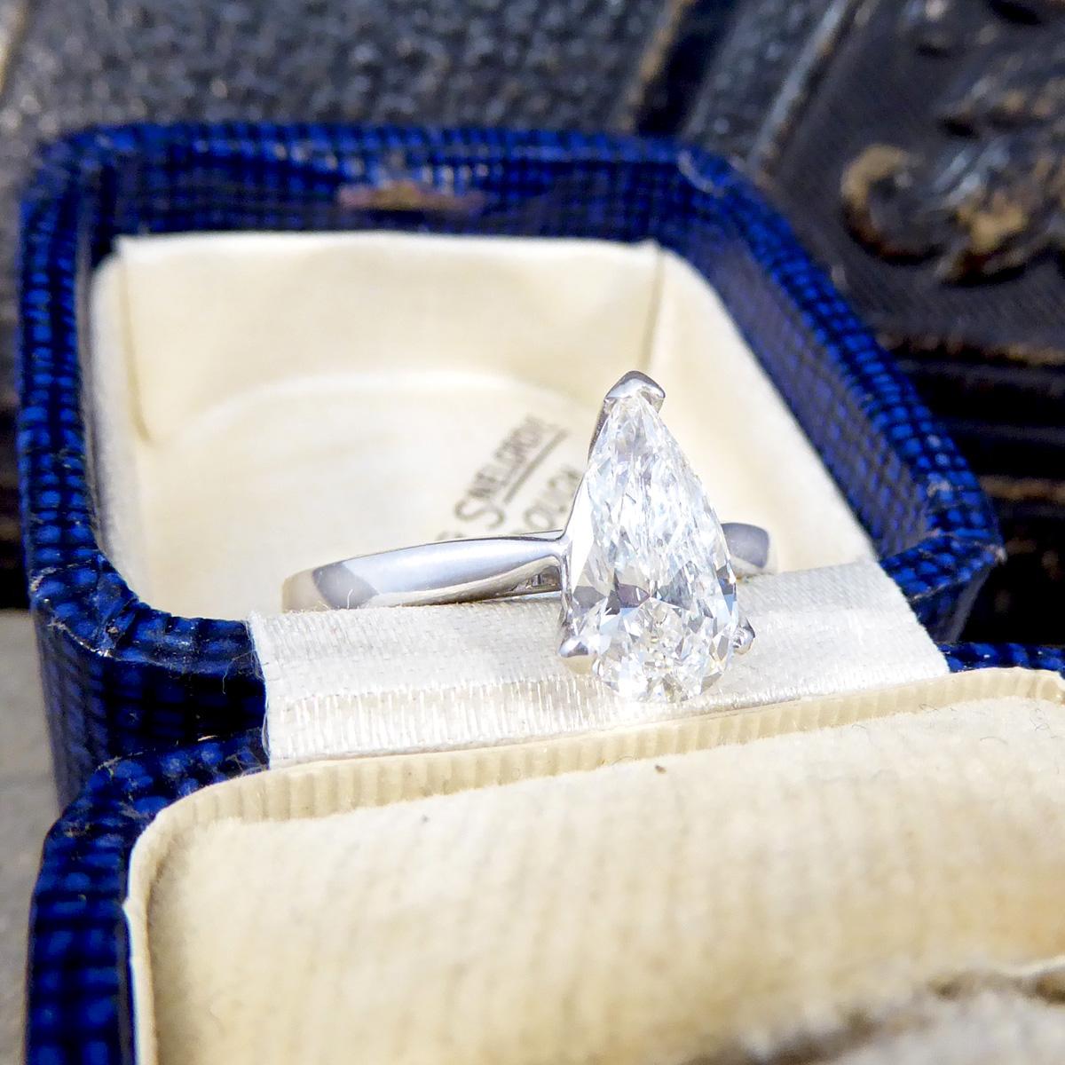1.42ct Pear Cut Diamond Solitaire Engagement Ring in 18ct White Gold 3