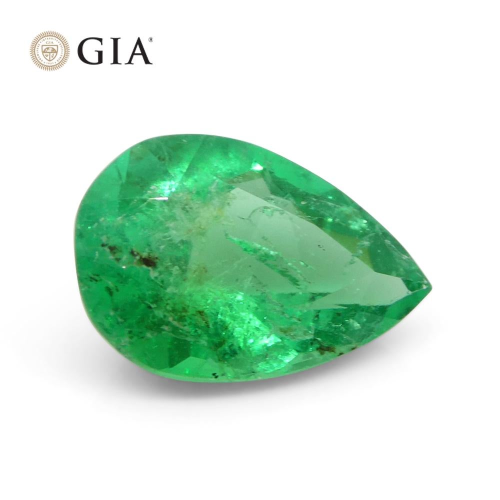 1.42ct Pear Green Emerald GIA Certified Colombia   For Sale 5