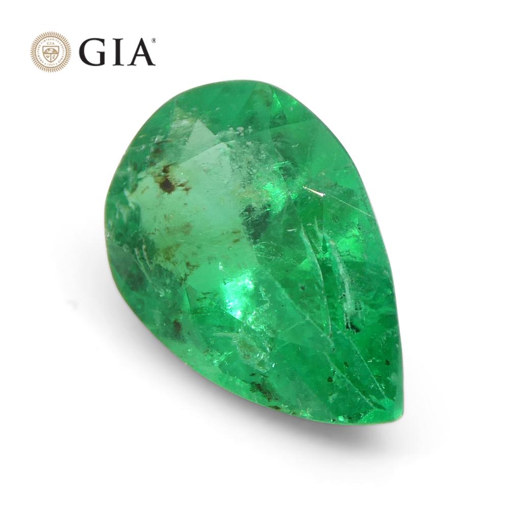 1.42ct Pear Green Emerald GIA Certified Colombia   For Sale 8