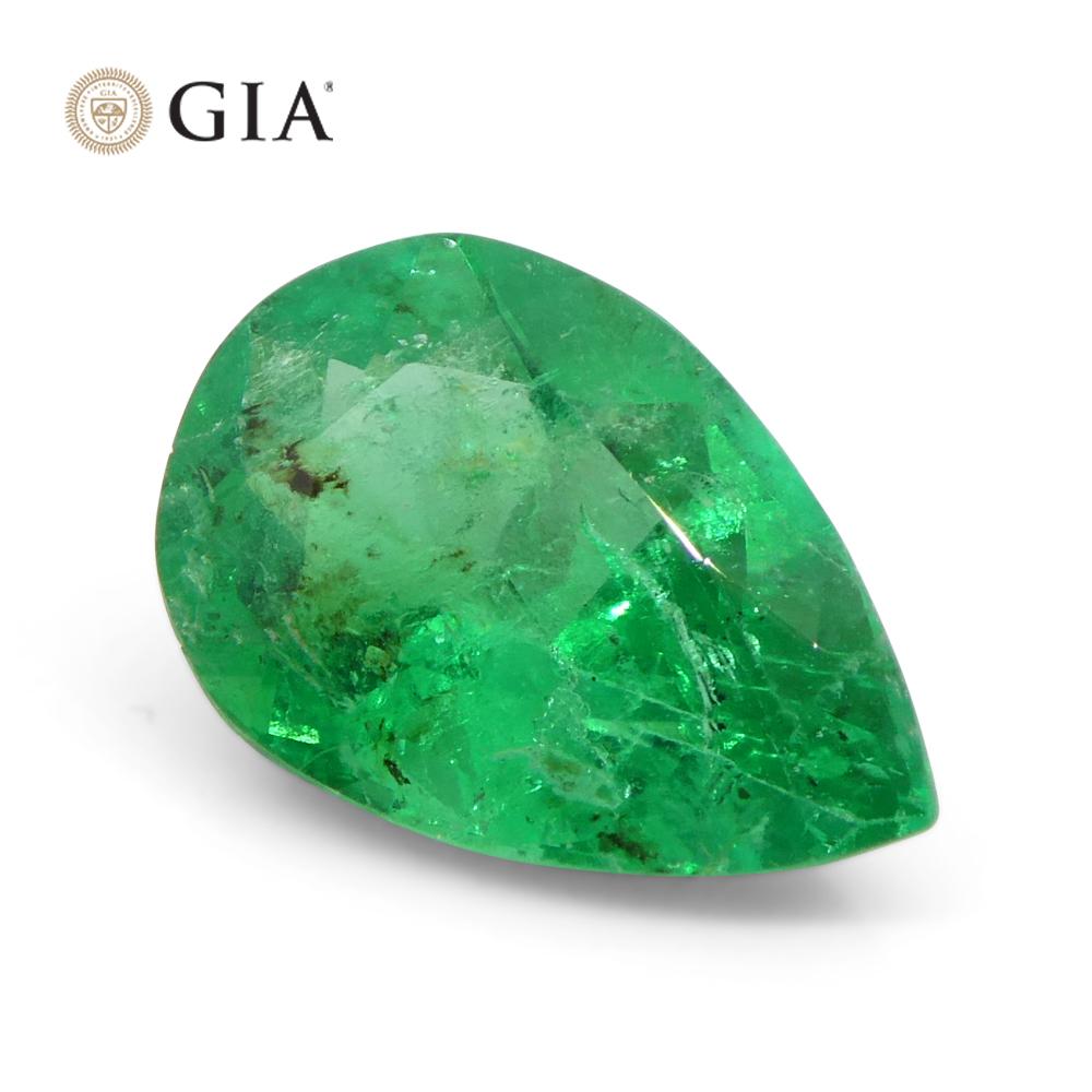 1.42ct Pear Green Emerald GIA Certified Colombia   For Sale 9