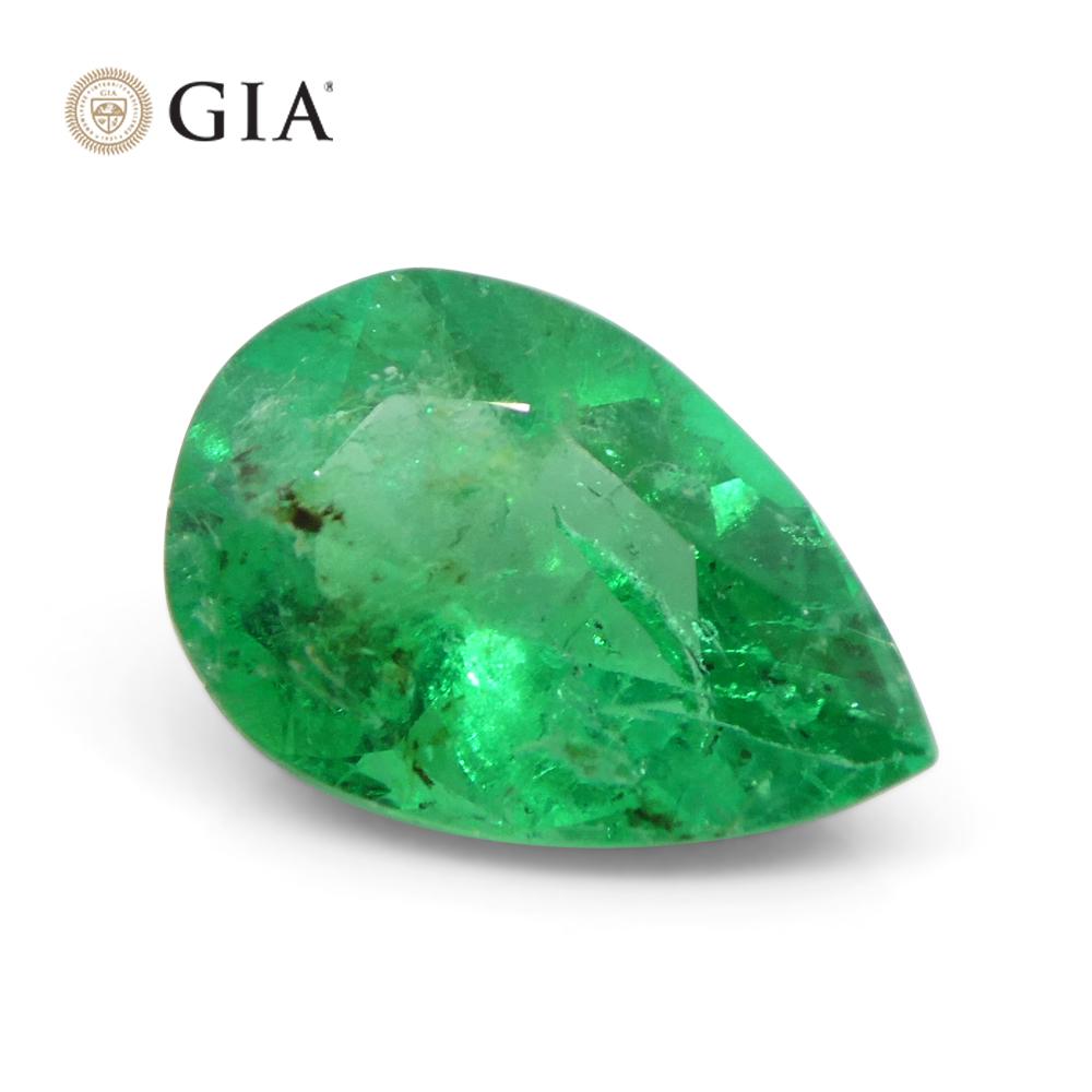 1.42ct Pear Green Emerald GIA Certified Colombia   For Sale 1