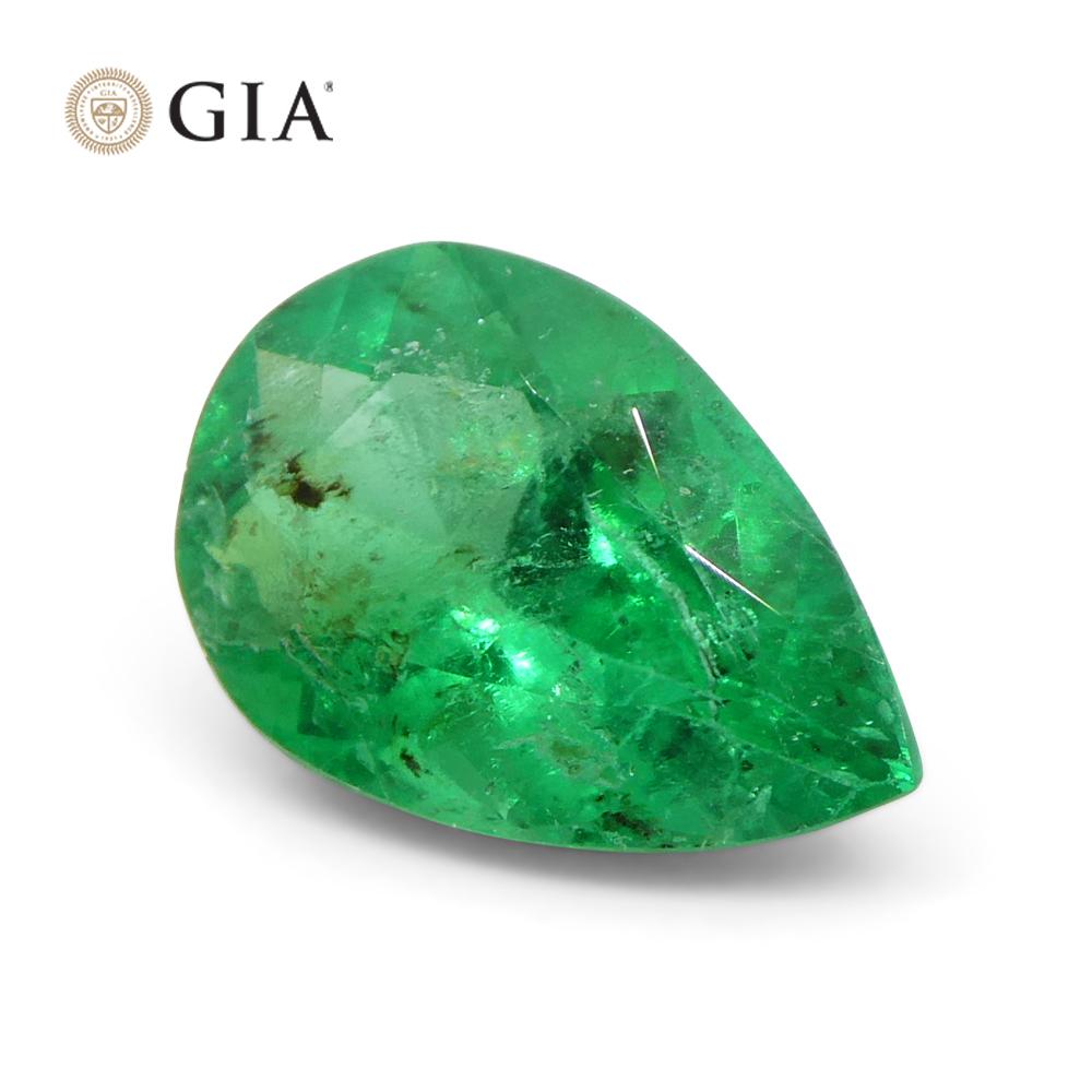 1.42ct Pear Green Emerald GIA Certified Colombia   For Sale 4