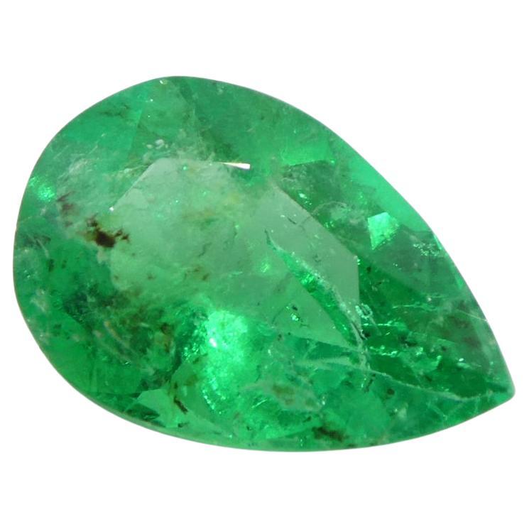 1.42ct Pear Green Emerald GIA Certified Colombia  