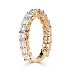 Alianza de diamantes talla brillante redonda de 1,42 ct en oro amarillo champán de 18k