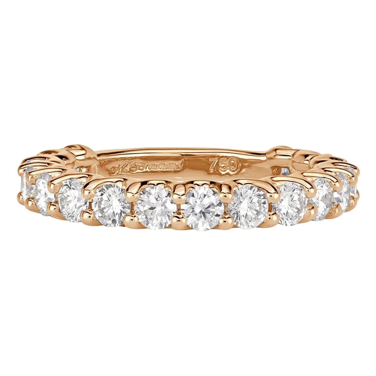 1.42ct Round Brilliant Cut Diamond Band in 18k Champagne Yellow Gold