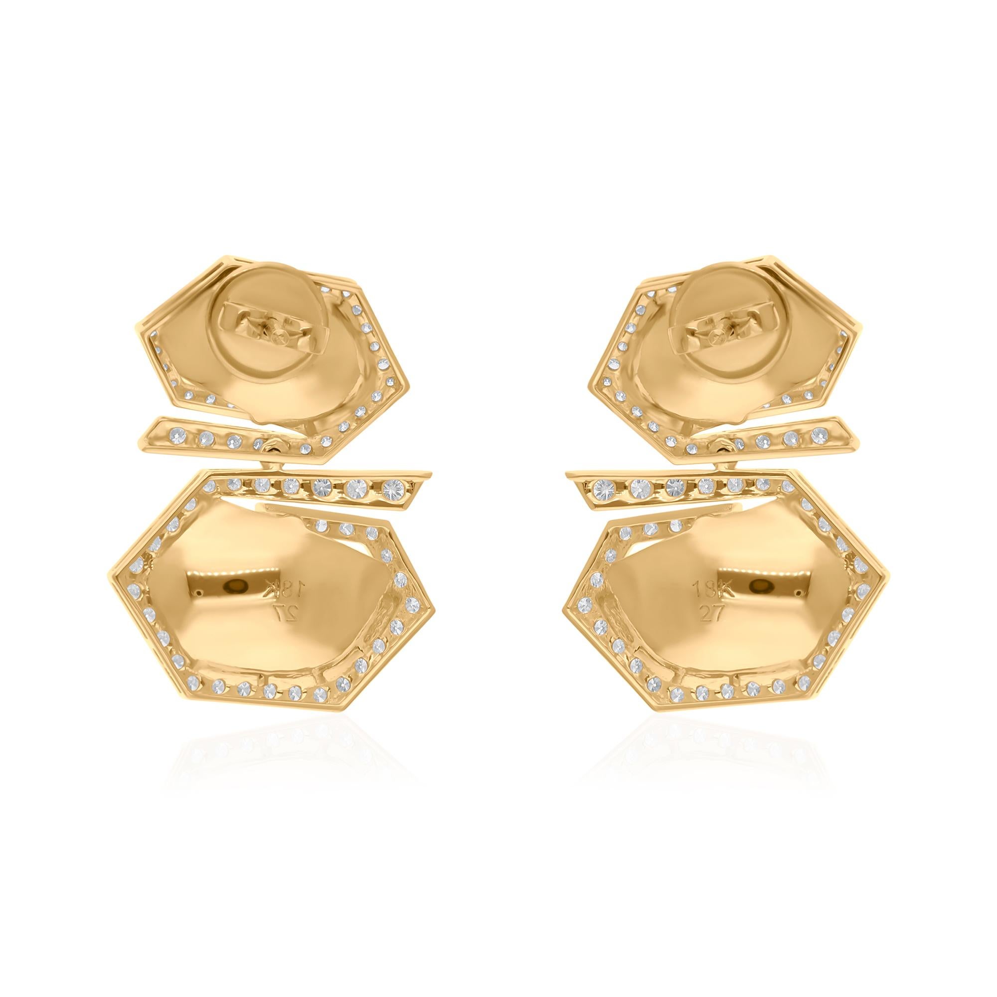 1.42Ct SI/H Runder Brillantschliff Diamant Ohrringe 18 Karat Gelbgold Schmuck im Zustand „Neu“ im Angebot in Diera, Dubai