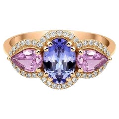 1.42ct Teal Sapphire And Diamond Halo Ring
