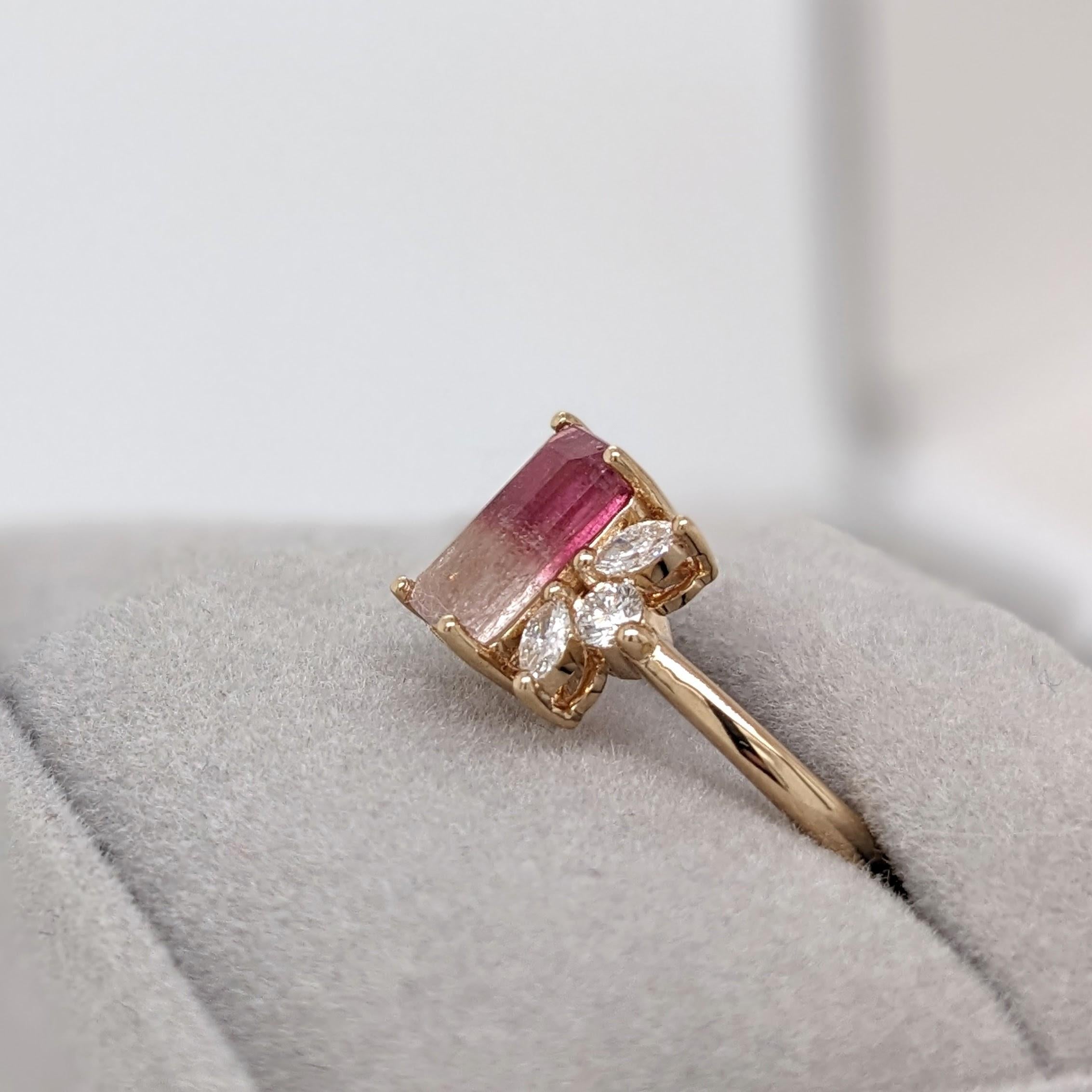 1.42ct Tourmaline w Diamond Accents in Solid 14K Yellow Gold Emerald Cut 8.8x5mm For Sale 6