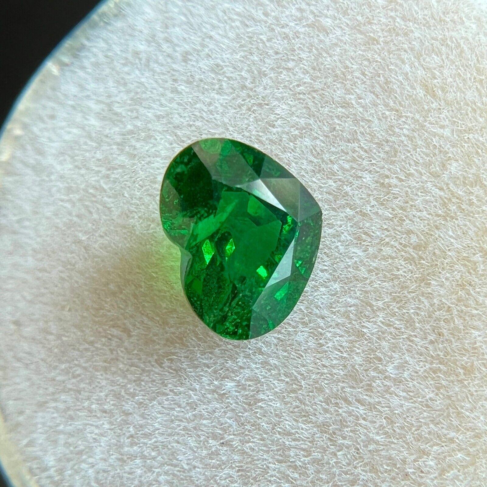 1,42 Karat Tsavorit Granat feiner Farbe leuchtend grüner Herzschliff Seltener Edelstein für Damen oder Herren im Angebot