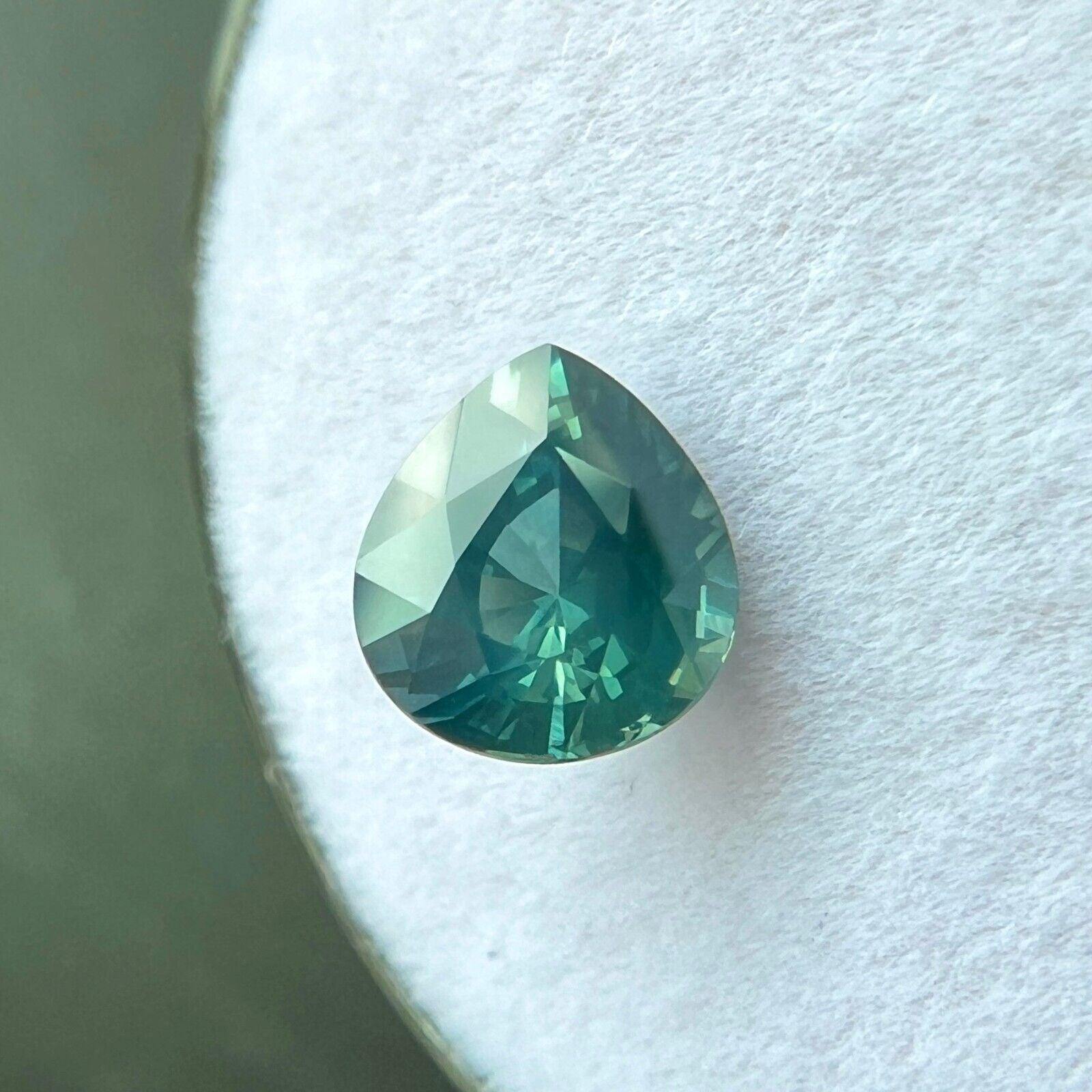 1.42Ct Einzigartige Blau Grün Teal Saphir GIA zertifiziert Birne Teardrop Cut Edelstein im Angebot 1