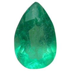 1.42ct Yellowish Green Colombian Emerald - Pear Cut May Birthstone Gemstone