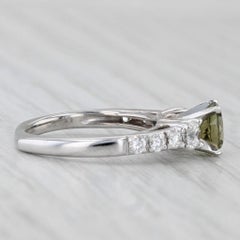1.42ctw Green Tourmaline Diamond Ring 18k White Gold Size 4 Engagement