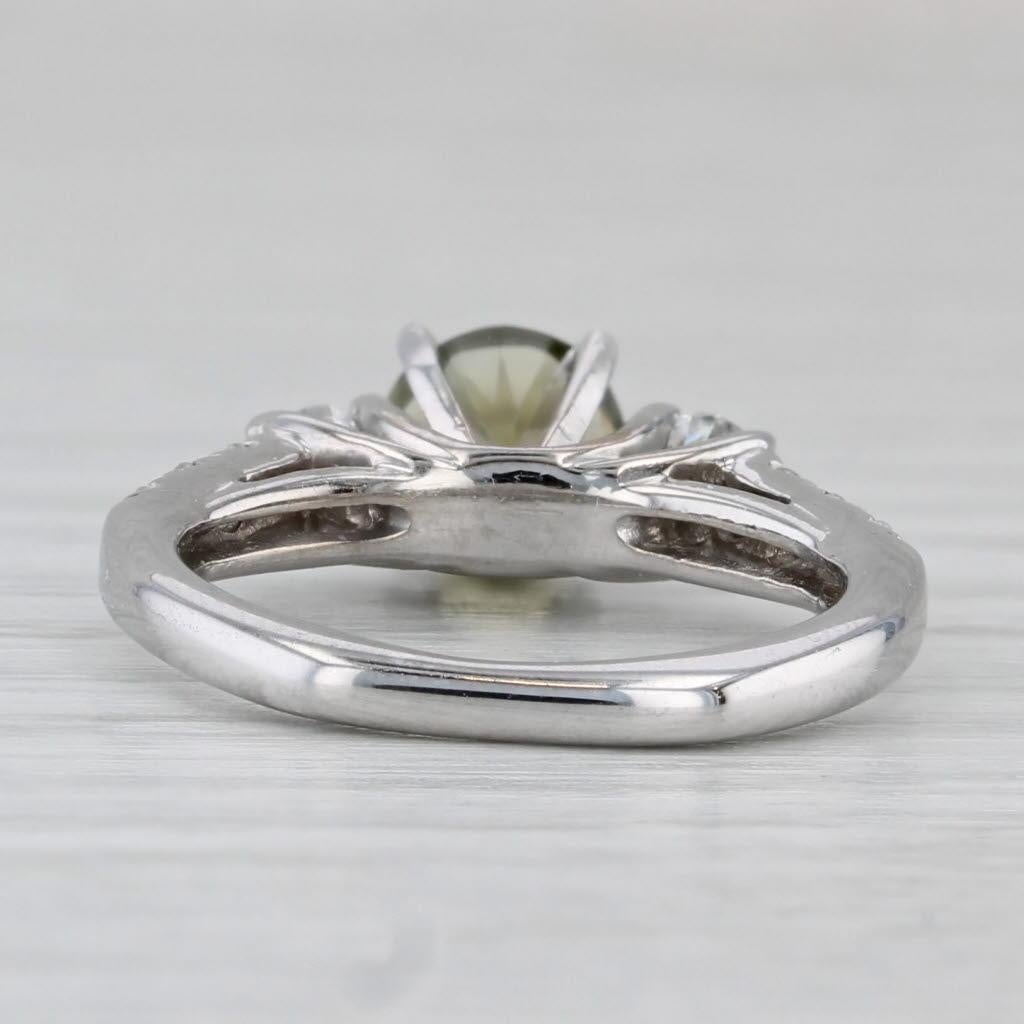 1.42ctw Grüner Turmalin Diamant Ring 18k Weißgold Größe 4 Verlobung (Rundschliff) im Angebot