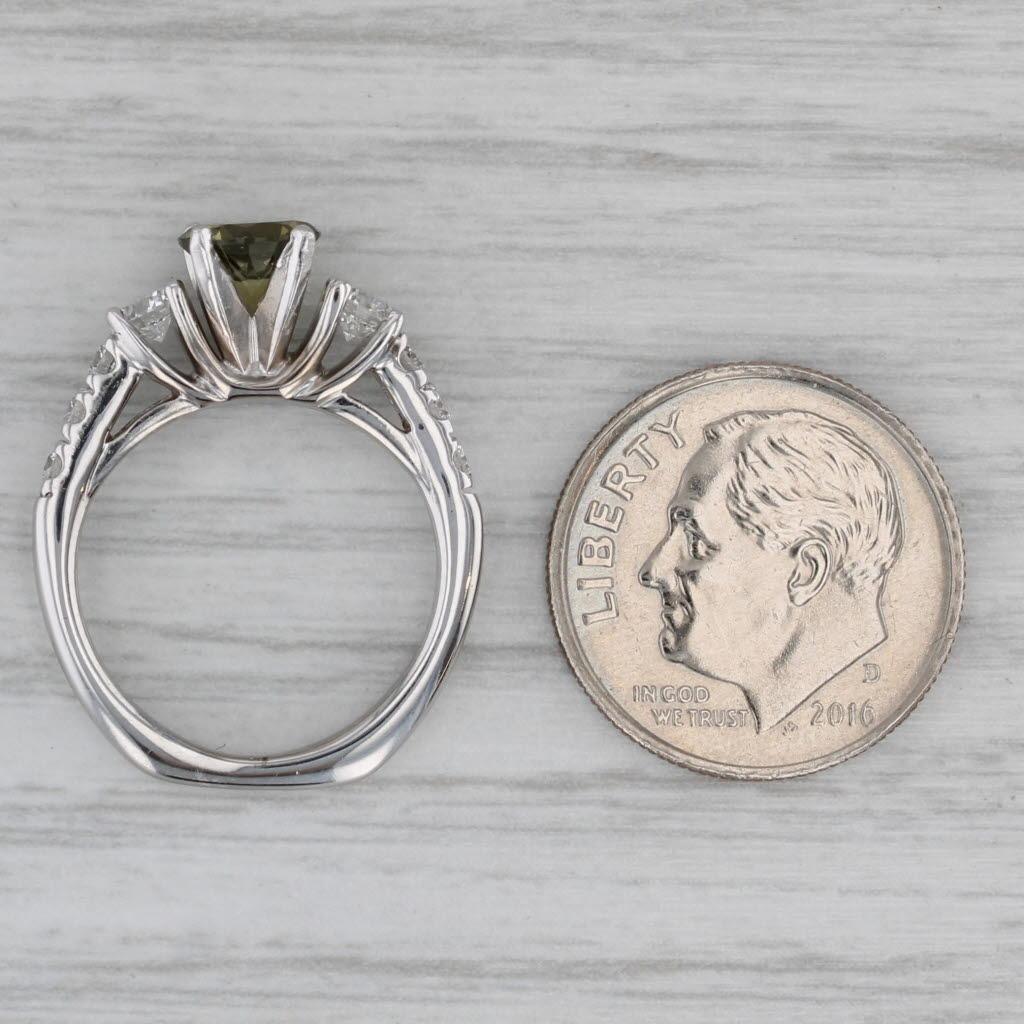 1.42ctw Grüner Turmalin Diamant Ring 18k Weißgold Größe 4 Verlobung im Angebot 1