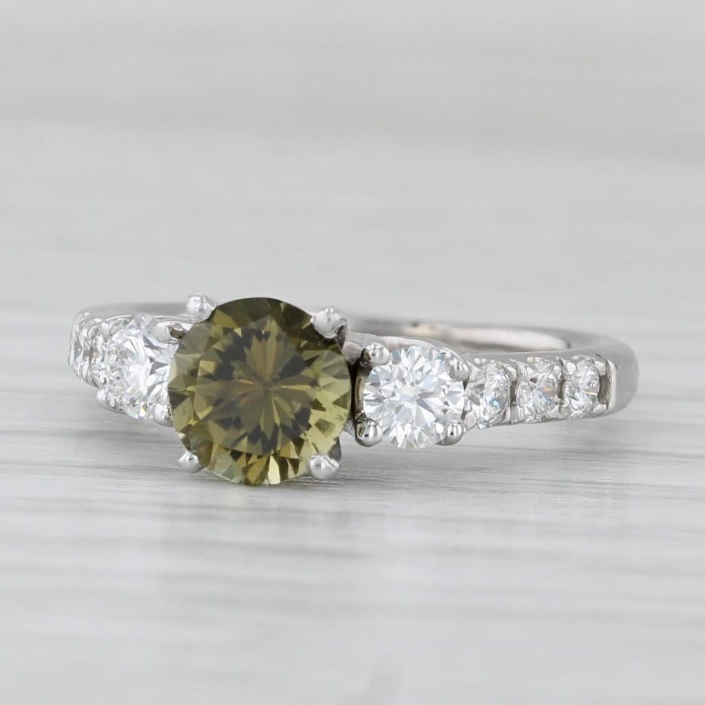 1.42ctw Grüner Turmalin Diamant Ring 18k Weißgold Größe 4 Verlobung