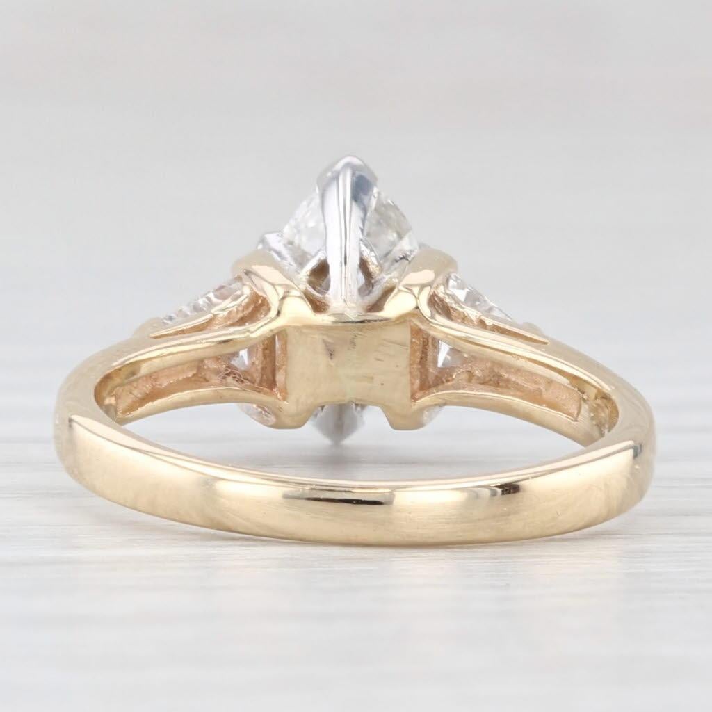 Anillo de compromiso de diamantes marquesa de 1,42 ctw Oro amarillo de 14k Talla 6 GIA Corte marquesa en venta