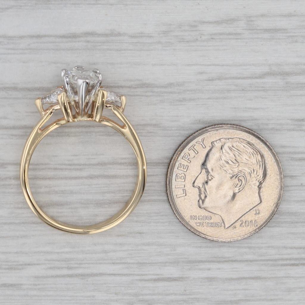 Anillo de compromiso de diamantes marquesa de 1,42 ctw Oro amarillo de 14k Talla 6 GIA en venta 1