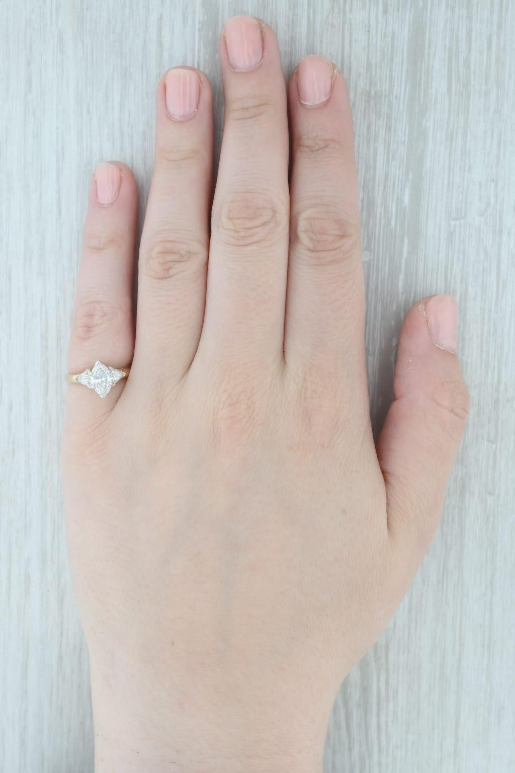 Anillo de compromiso de diamantes marquesa de 1,42 ctw Oro amarillo de 14k Talla 6 GIA en venta 3