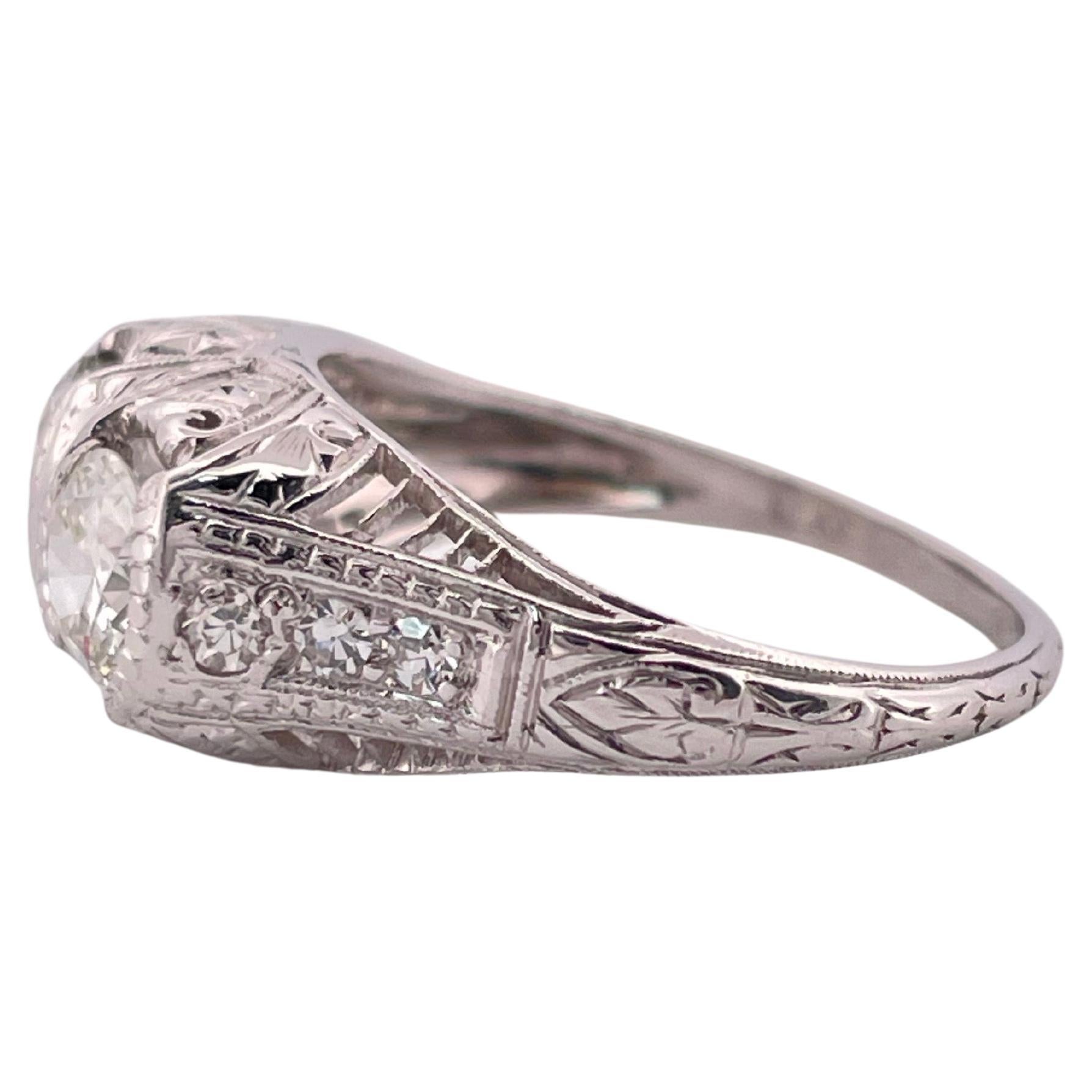 1,42ctw Altschliff I-J SI2 Diamant Ring in Platin gefasst (Alteuropäischer Brillantschliff) im Angebot