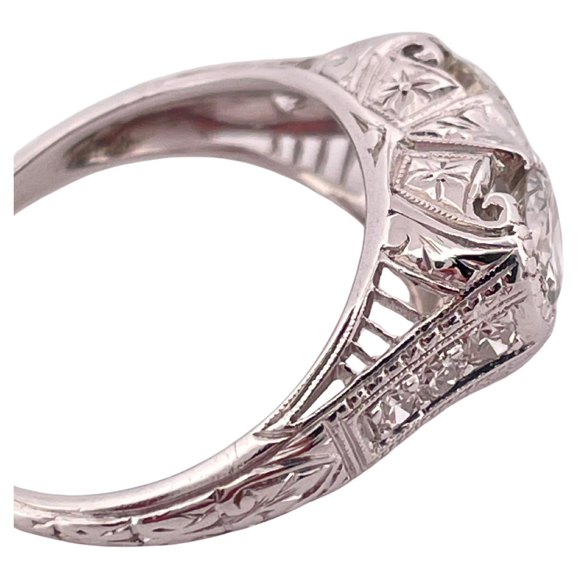 1,42ctw Altschliff I-J SI2 Diamant Ring in Platin gefasst im Zustand „Gut“ im Angebot in Sewickley, PA