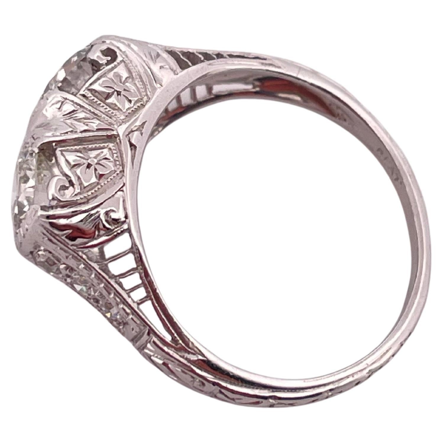 1,42ctw Altschliff I-J SI2 Diamant Ring in Platin gefasst für Damen oder Herren im Angebot