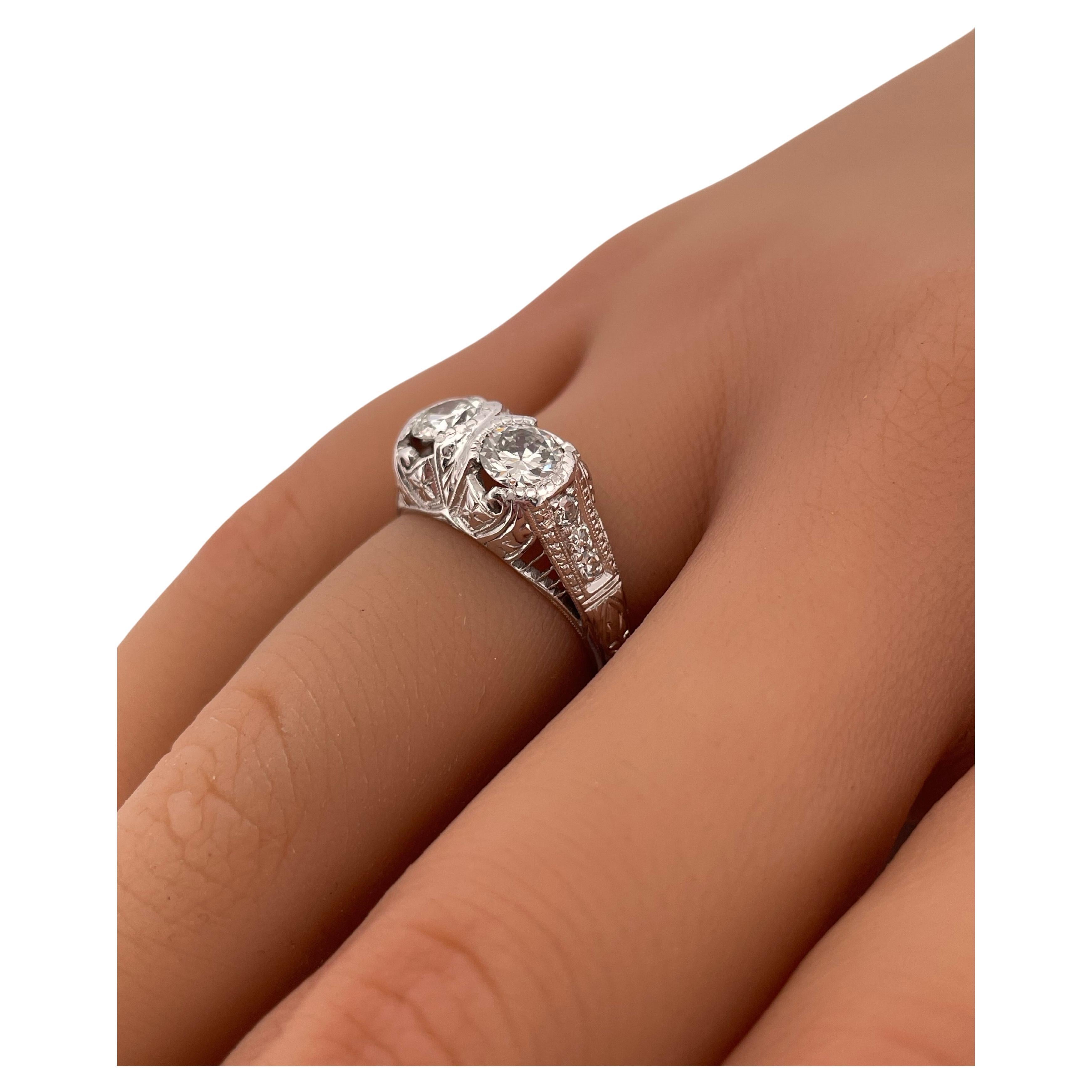 1,42ctw Altschliff I-J SI2 Diamant Ring in Platin gefasst im Angebot 1