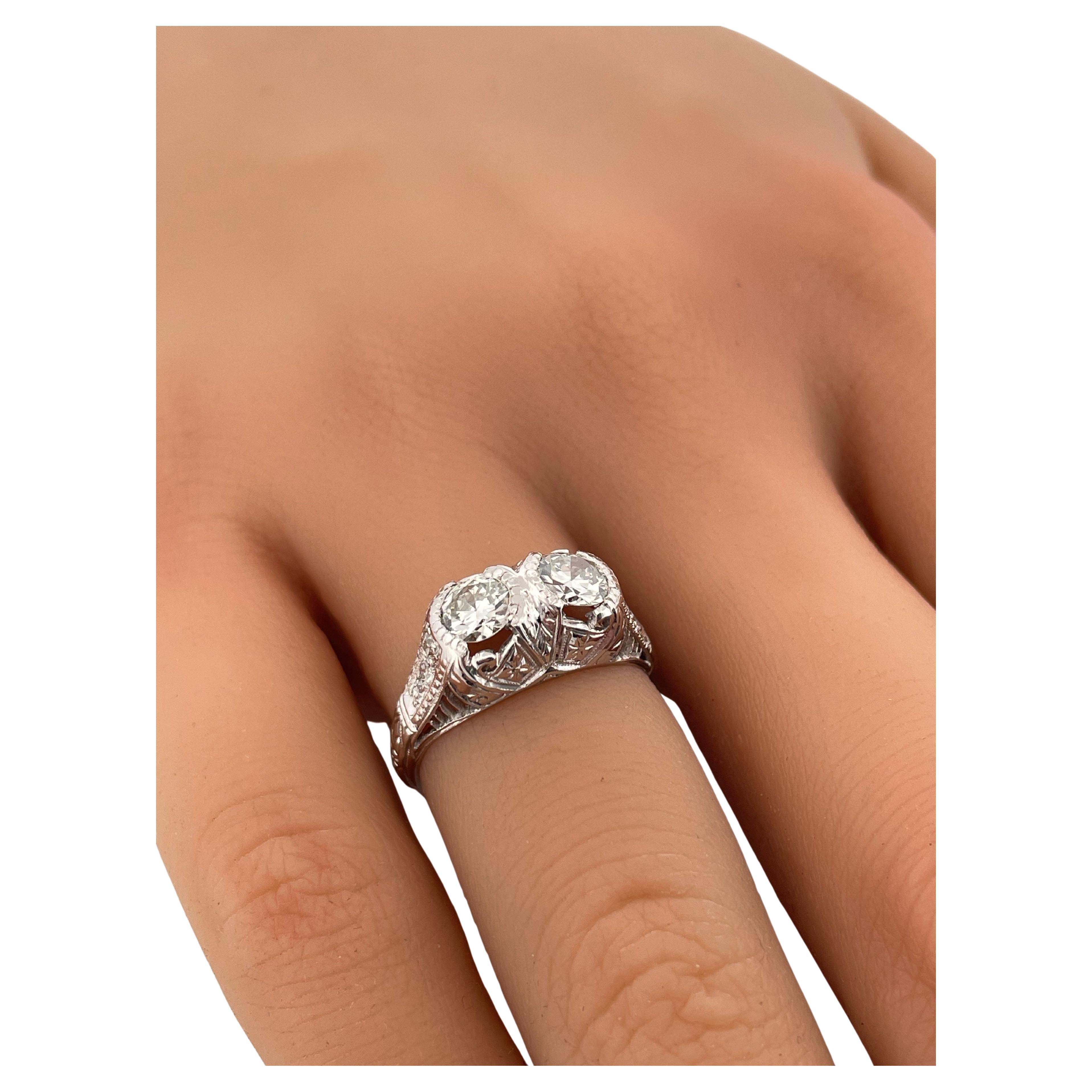 1,42ctw Altschliff I-J SI2 Diamant Ring in Platin gefasst im Angebot 2