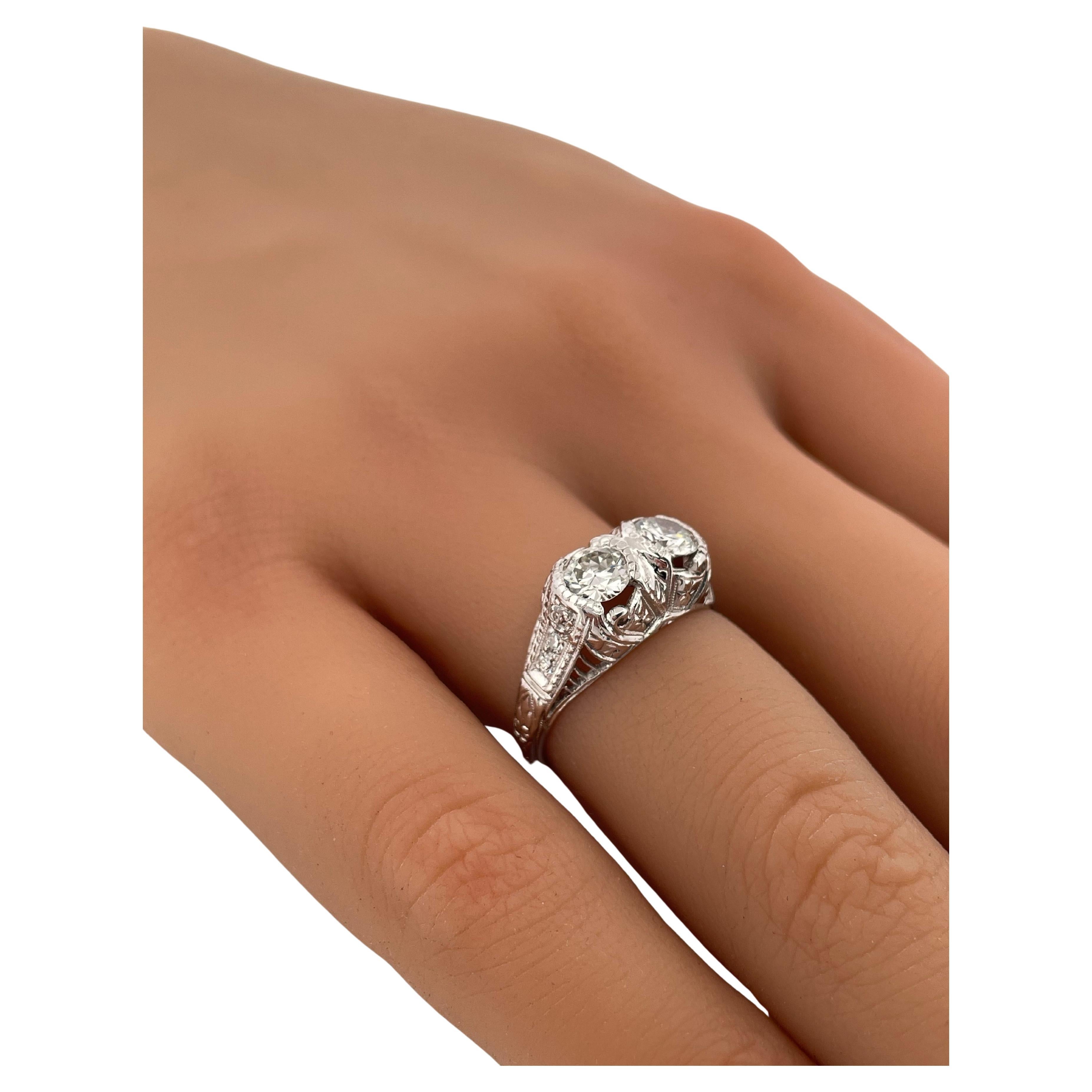 1,42ctw Altschliff I-J SI2 Diamant Ring in Platin gefasst im Angebot 3