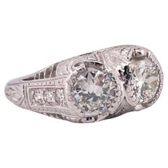 1.42ctw Old Cut I-J SI2 Diamond Ring set in Platinum