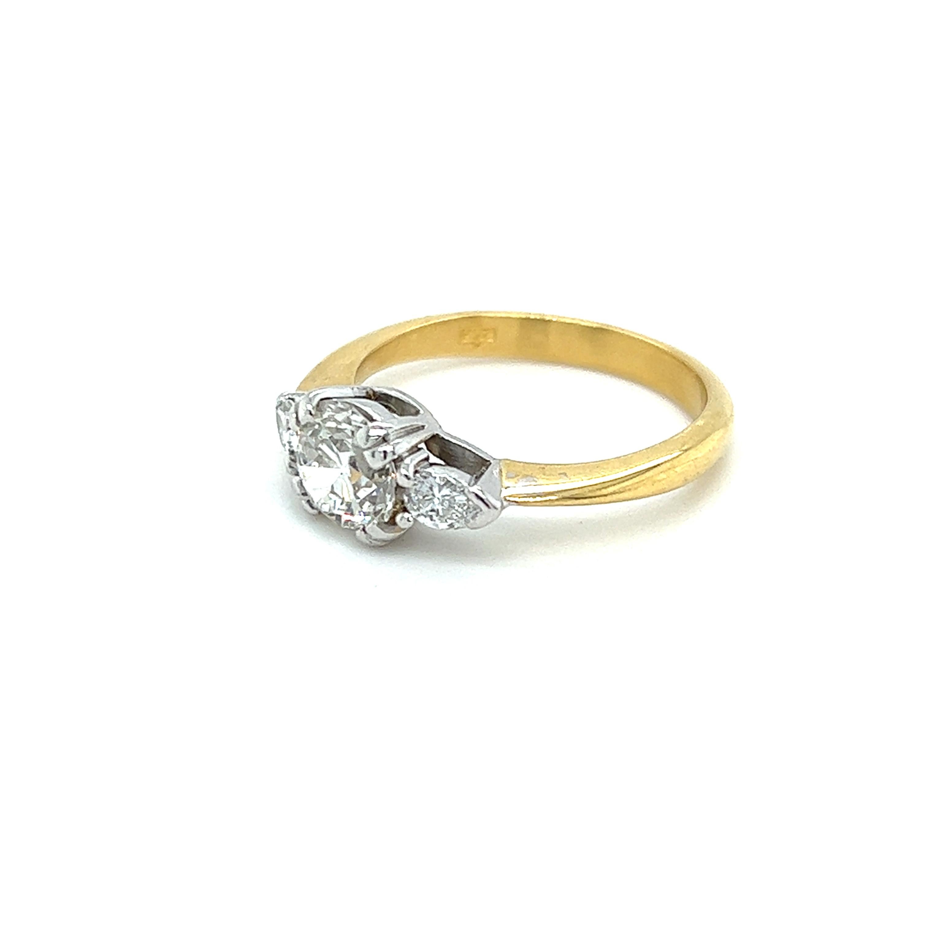 Verlobungsring aus 18 Karat Weiß- und Gelbgold mit 1,42 Karat Diamant im alteuropäischen Schliff im Zustand „Gut“ in Towson, MD