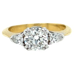 1.42ctw Old European Cut Diamond Engagement Ring in 18k White and Yellow Gold