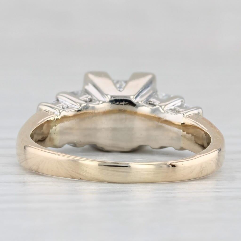 Taille princesse 1.42ctw Princesse Bague de fiançailles or jaune blanc 14k Taille 9.75 en vente