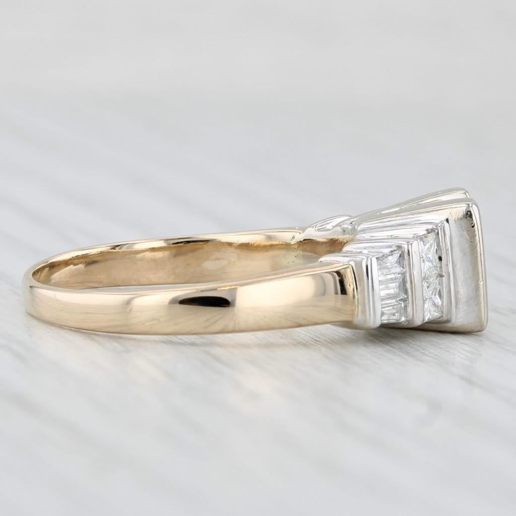 1.42ctw Princesse Bague de fiançailles or jaune blanc 14k Taille 9.75 Unisexe en vente