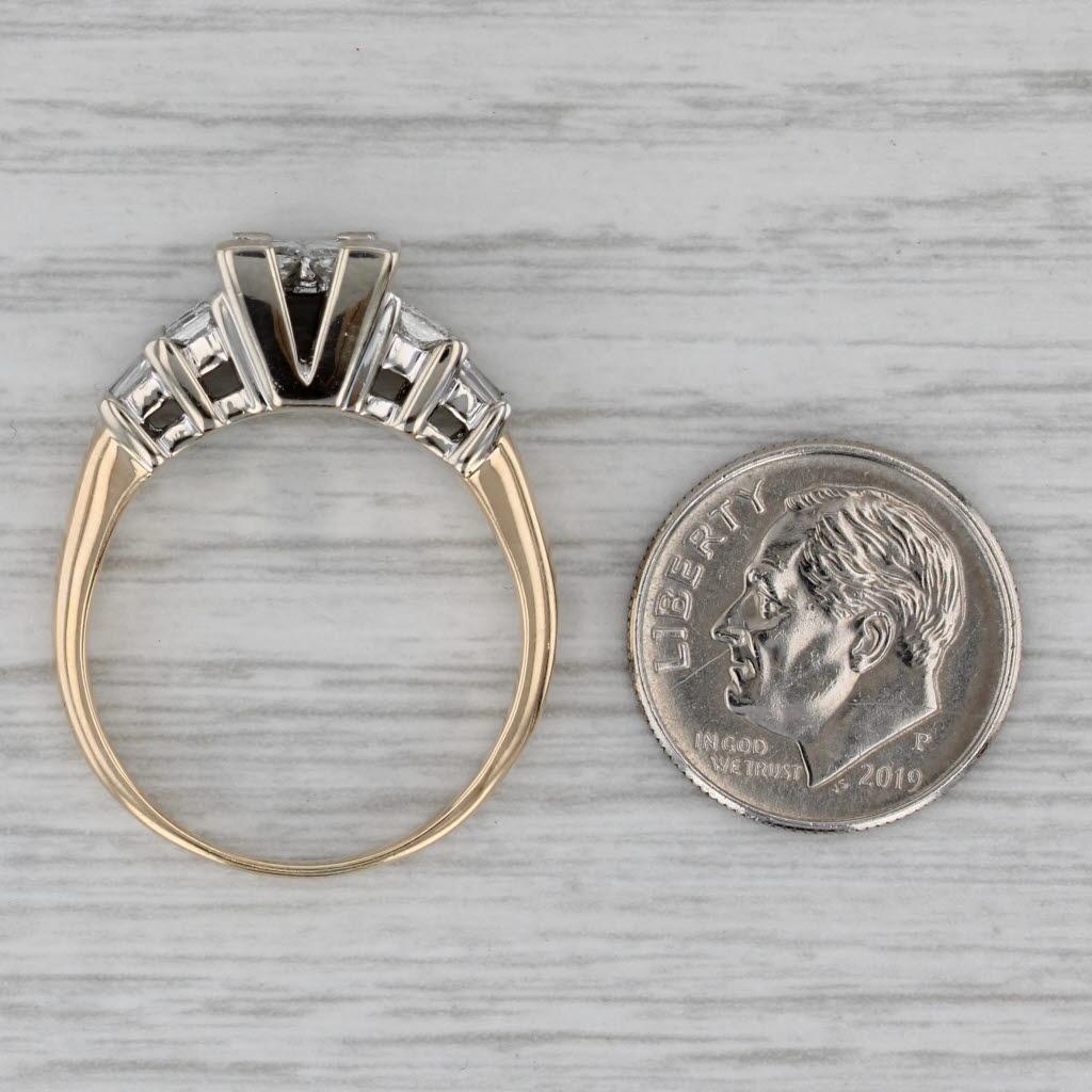 1.42ctw Princesse Bague de fiançailles or jaune blanc 14k Taille 9.75 en vente 3