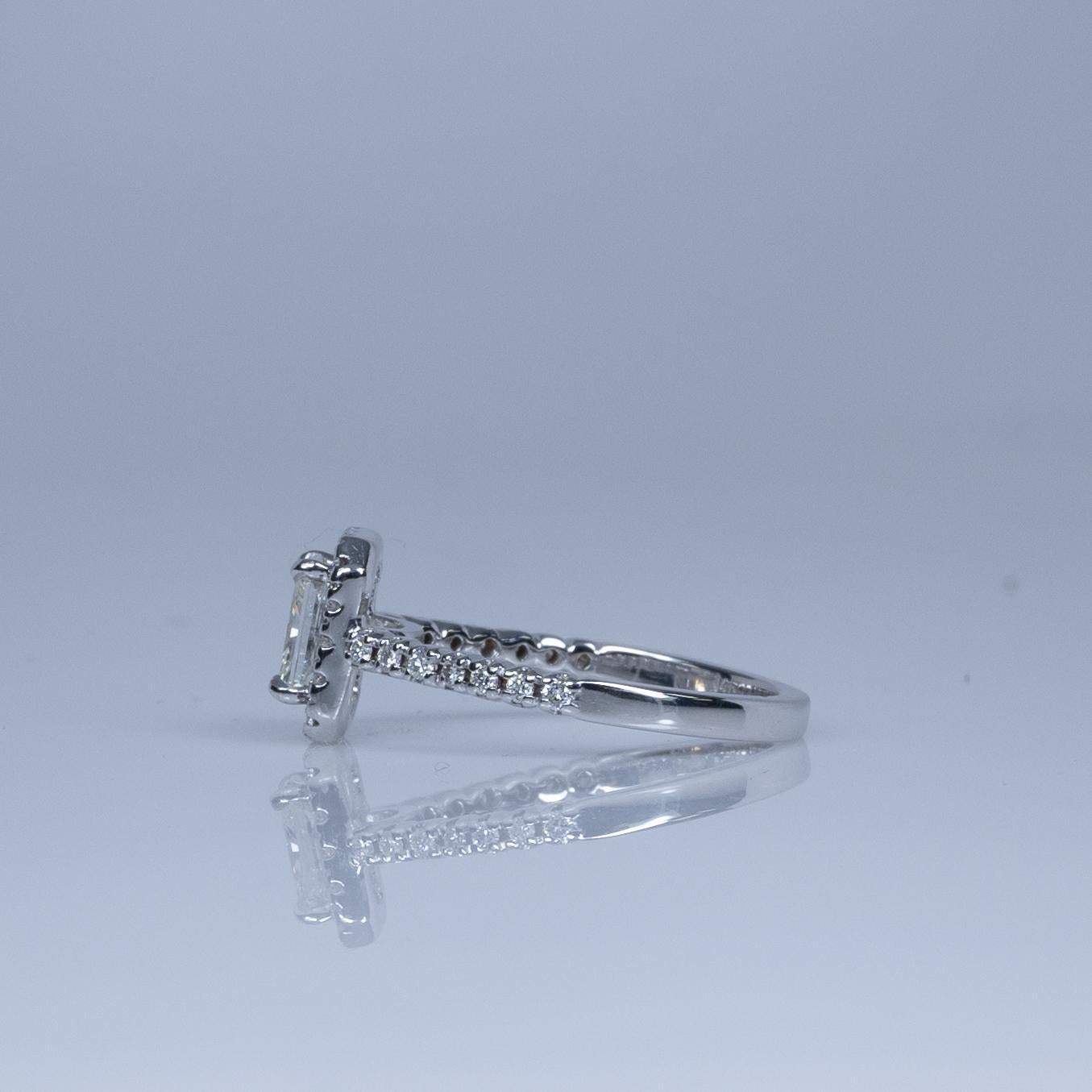 1,42 Karat Strahlenschliff Diamant-Halo-Verlobungsring aus 14 Karat Weißgold mit GIA (Radiantschliff)