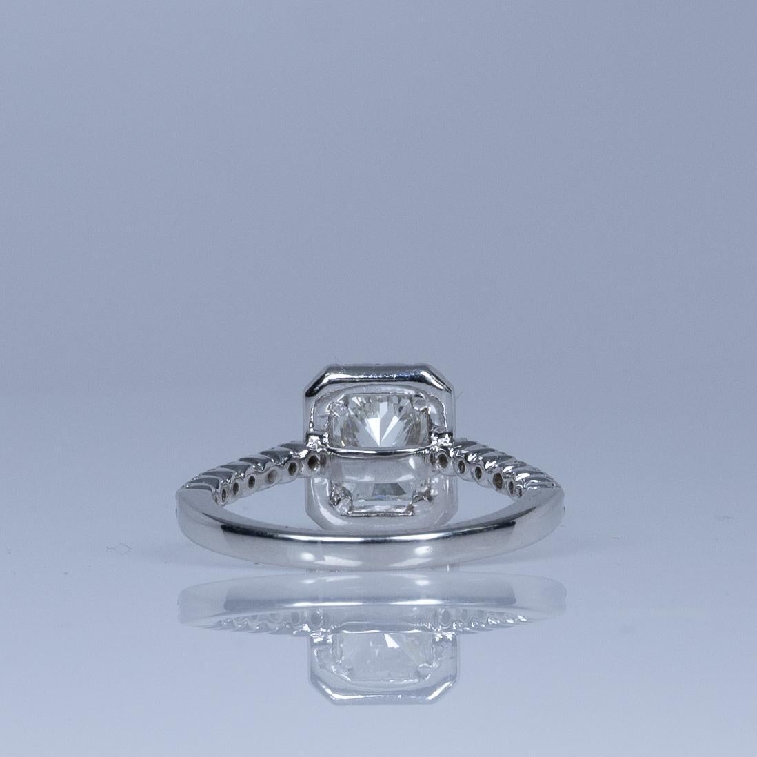 1,42 Karat Strahlenschliff Diamant-Halo-Verlobungsring aus 14 Karat Weißgold mit GIA Damen