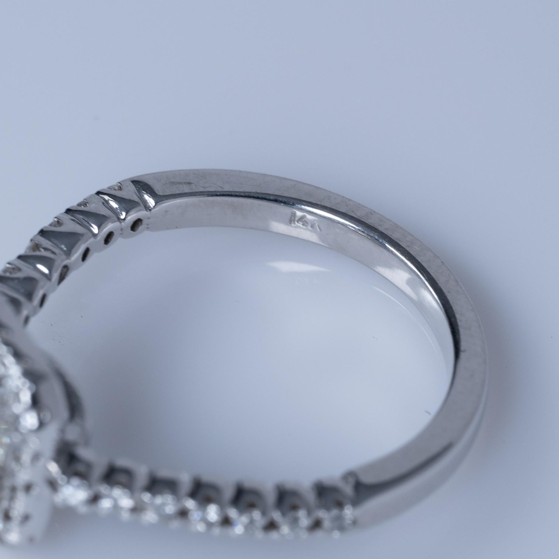 1,42 Karat Strahlenschliff Diamant-Halo-Verlobungsring aus 14 Karat Weißgold mit GIA 1