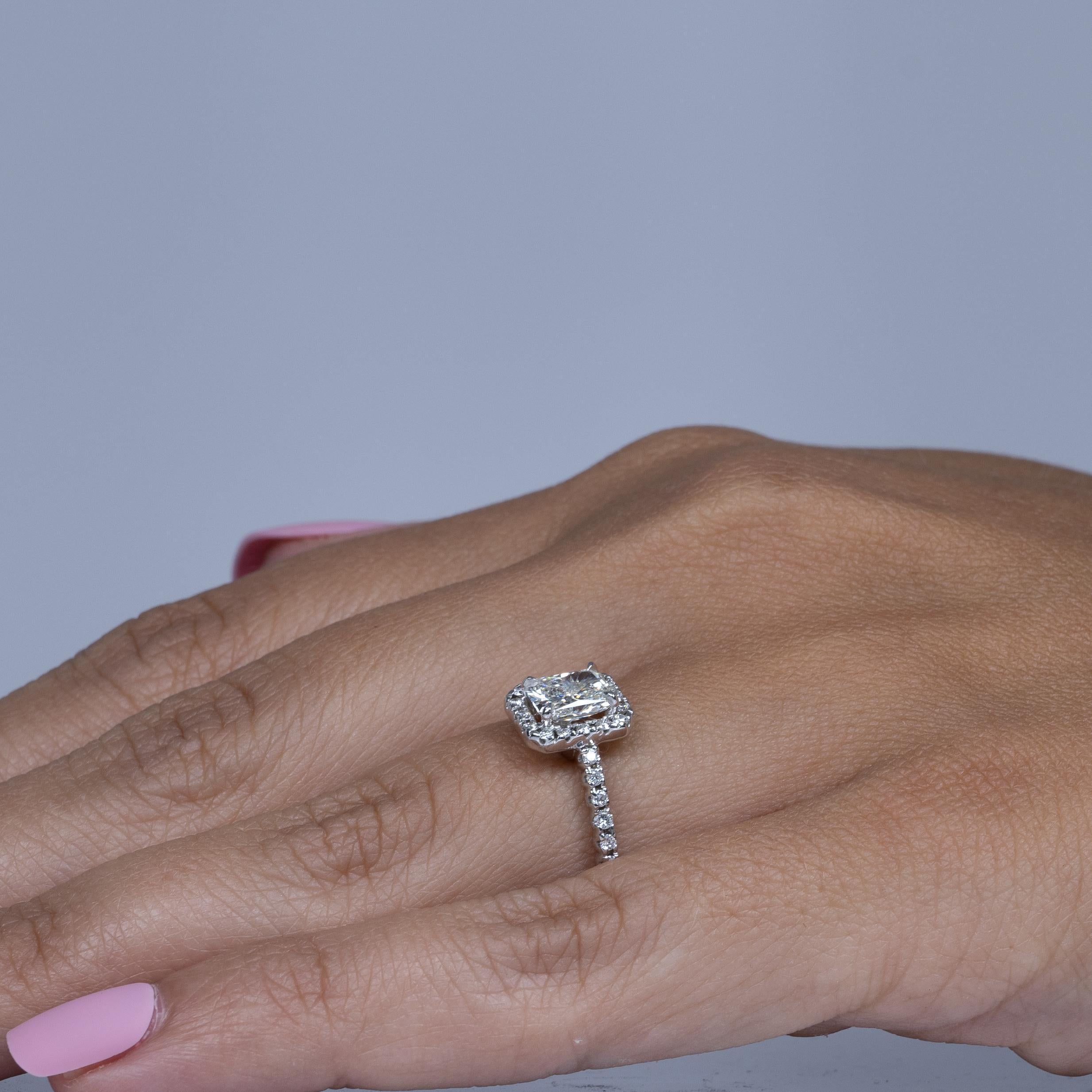 1,42 Karat Strahlenschliff Diamant-Halo-Verlobungsring aus 14 Karat Weißgold mit GIA 2