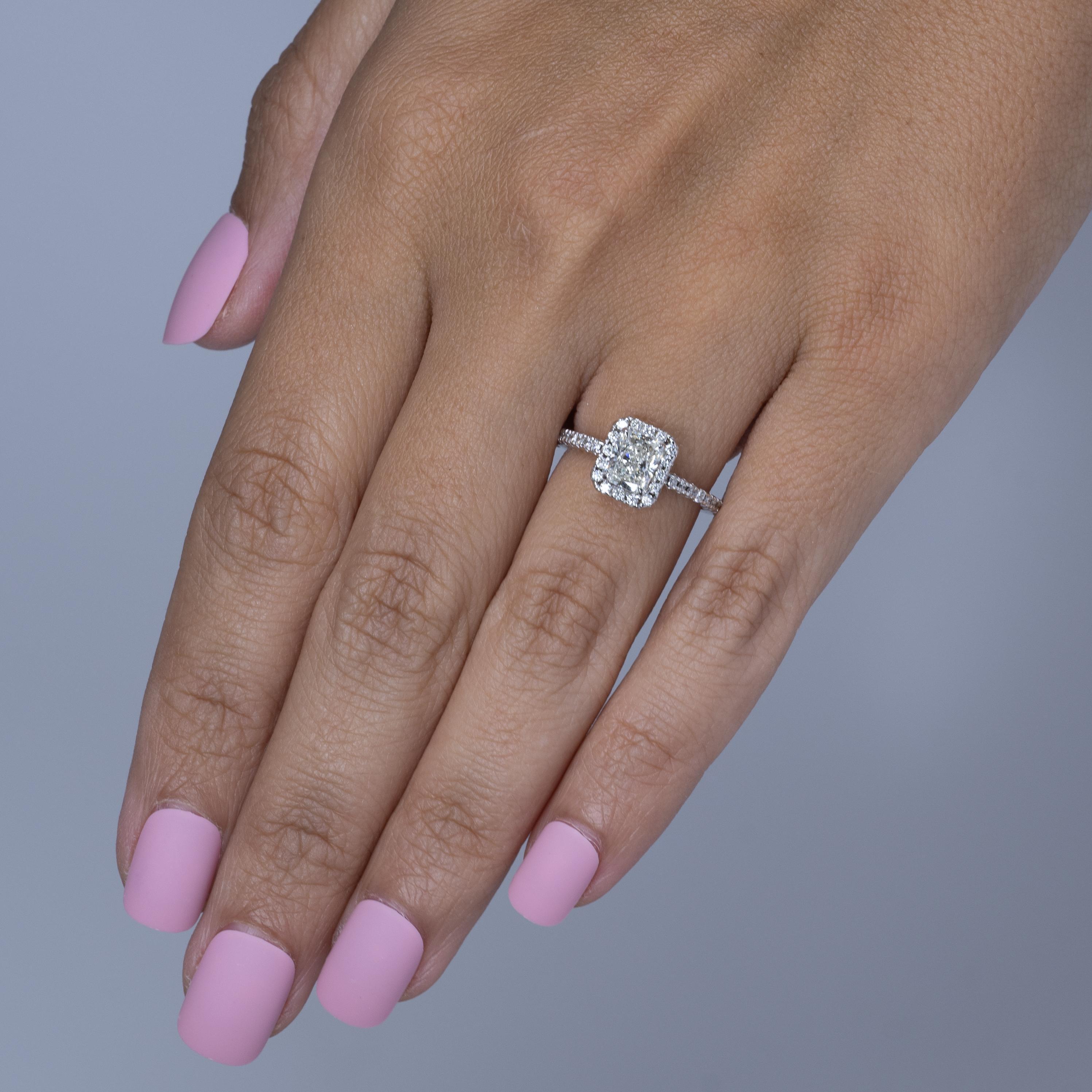 1,42 Karat Strahlenschliff Diamant-Halo-Verlobungsring aus 14 Karat Weißgold mit GIA 3